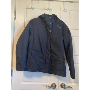 Columbia Rain Jacket Womens Large Omni-Tech Waterproof Breathable Black Hooded